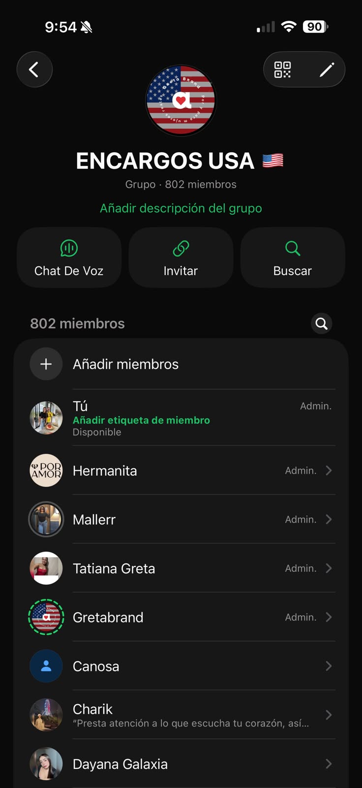 802 miembros en el grupo